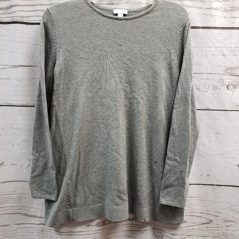 J Jill Shirt Womens Gray Small Petite Sweater Top Crew Neck Pullover Lightweight
